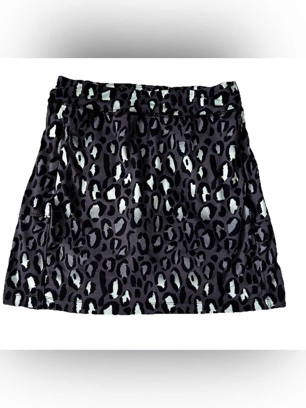 Jockey Jersey Activewear Golf Tennis Skort Gray Leopard Print Zipper Pockets -S